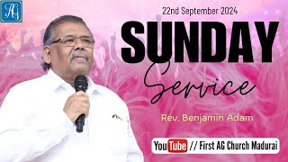 Sunday Service Part 2 22nd September 2024  FAG Church Madurai  Rev Benjamin Adam [upl. by Hbaruas]