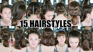 15 Heatless Hairstyles for SHORT hair BACK TO SCHOOL [upl. by Sverre]