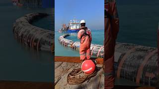 Pushing Rubber Pipeline🫡 trending vessel offshore offshorevessel tugboat rigger offshore [upl. by Agiaf]