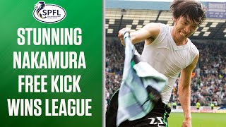 Incredible Nakamura Free Kick Clinches Title  SPFL [upl. by Inalawi703]