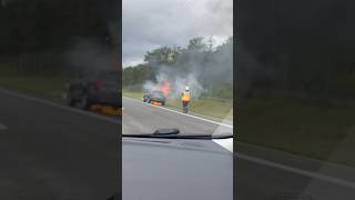 Car on fire in between Nyon and Coppet that caused heavy traffic from Aubonne to Coppet [upl. by Dylane]