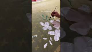 Hand painted organza dupatta youtube shorts youtubeshort diy painting paintingstyle [upl. by Medardas69]