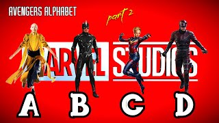 Marvel Cinematic Universe superhero AVENGERS character names in alphabetical order PART II [upl. by Anawot]