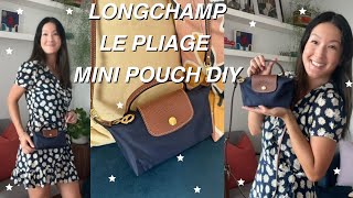 LONGCHAMP LE PLIAGE Mini Pouch  Crossbody Transformation  DIY  Review [upl. by Ahders]