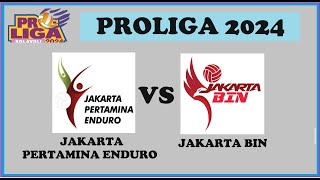 JAKARTA PERTAMINA ENDURO vs JAKARTA BIN  Proliga Bolavoli 2024LIVESCORE [upl. by Alekram]