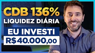 Eu investi R4000000 neste CDB de liquidez diária  CDB 136 Banco BV [upl. by Eizle]