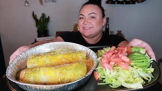 Cheesy Green Chicken Enchiladas Low Carb Mukbang Eating Show [upl. by Eniak]