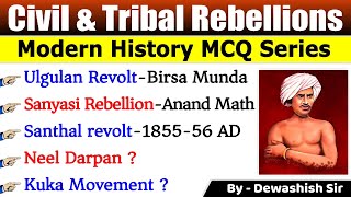 Tribal  Peasant Movement amp Civil Uprising  आदिवासी और किसान आंदोलन  Modern History MCQ Dewashish [upl. by Shriver]