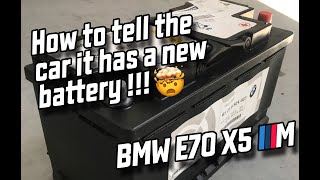 BMW e70 X5M Battery replacement  How to register the new battery [upl. by Retla743]