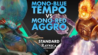 MonoBlue Tempo vs MonoRed Aggro  Ravnica Allegiance Standard Gameplay  Magic Arena [upl. by Jehanna]