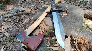 Mega Bowie knife Von Tempsky vs Small Forest Axe [upl. by Blood]