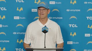 Jim Harbaugh On Win vs Panthers amp Steelers Prep  LA Chargers [upl. by Alekahs297]