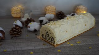 RECETTE  BUCHE DE NOEL 2020 mousse vanille pomme caramelisées croustillant speculoos praliné [upl. by Franciskus]