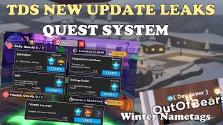 TDS UPDATE LEAKS Quest System and Nametags  Tower Defense Simulator [upl. by Koziara]