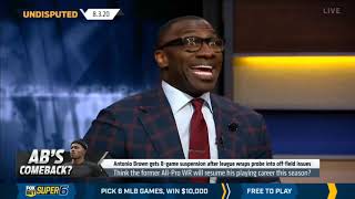 UNDISPUTED  Antonio Brown gets 8game suspension  Shannon Sharpe says quotits not enoughquot [upl. by Eylk]