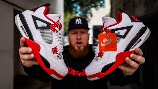 HOW GOOD ARE THE JORDAN 4 FIRE RED SNEAKERS Early In Hand Review [upl. by Aicital]