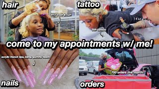 vlog come to my appointments with me new tattoo silk press acrylic nails orders amp more stuff [upl. by Nylirahs]