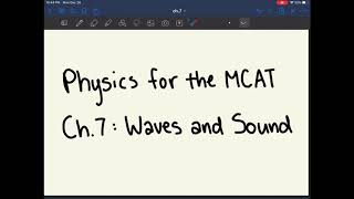 MCAT Physics Ch 7 Waves and Sound [upl. by Anastice]