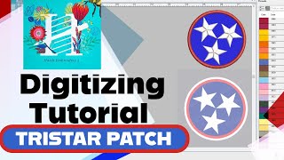 Digitizing Tutorial  Hatch 3  Tristar Patch Design  Creating Simple and easy designs for learning [upl. by Dlanger]