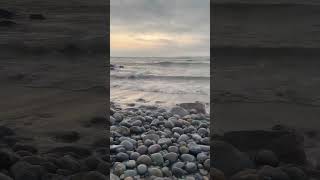 Calm ocean waves washing against beach rocks relaxing sunset in Lima Peru ASMR [upl. by Alveta]