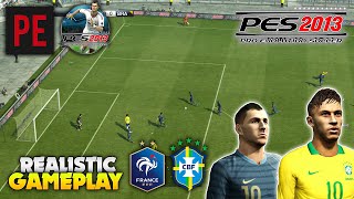 PES 2013  PESEdit Patch 60 Realistic Gameplay  Brazil vs France Full Match  FHD 60FPS [upl. by Poll]