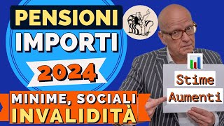 PENSIONI 👉 GLI IMPORTI 2024 DOPO GLI AUMENTI❗️MINIME SOCIALI amp INVALIDITÀ 📊 Stime [upl. by Chad259]