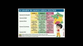 Calendrier des vacances scolaires 20232024 en France [upl. by Murat154]