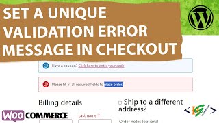 How to Set a Unique Validation Error Notice in WooCommerce Checkout Page in WordPress [upl. by Teplitz]