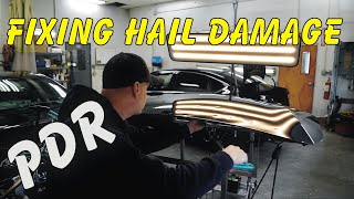 How to Fix Hail Damage using Paintless Dent Removal Day 1 PDR [upl. by Erna]