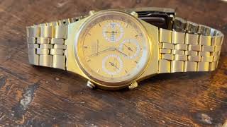 Seiko  Quartz Chronograph  7A387060 Golden Eye vintage [upl. by Nerehs]