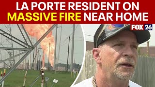 La Porte Pipeline Fire Neighbor on flames [upl. by Ahcmis]