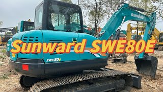 Customer is texting the used excavator Sunward SWE80EGood quality strong power and low price [upl. by Annoeik]