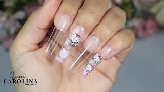 Uñas de Hello Kitty con FIMOS ENCAPSULADOS [upl. by Anyl390]