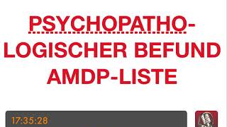 PSYCHOTHERAPIE AUSBILDUNG  Psychopathologischer Befund  AMDPListe [upl. by Lantha]