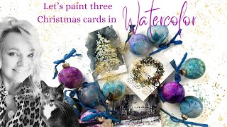 Three Christmas Cards Painted In Watercolor [upl. by Ettelocin]