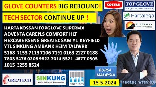 Daily KLSE BURSA UPDATE  1552024💥GLOVE COUNTERS BIG REBOUND💥TECH SECTOR CONTINUE UP 💥HARTA [upl. by Henricks]