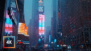 Snowfall in Times Square NYC  Walking in New York City in the Winter Snow 4k [upl. by Notliw]