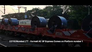 22115 Mumbai LTT  Karmali AC SF Express Super Entry at Ratnagiri Railway Station [upl. by Adliw]