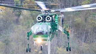 Erickson Skycrane Big forest fire in Italy Helicopters and Canadairs work hard to save the houses [upl. by Eveleen]