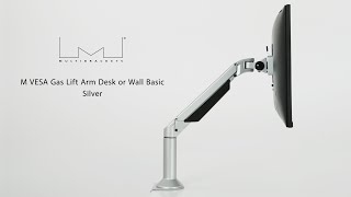 M VESA Gas Lift Arm Desk or Wall Basic Silver [upl. by Dadivitan]