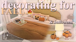 decorating my BLOXBURG apartment for FALLHALLOWEEN 🎃 [upl. by Fevre]