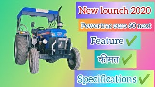 Powertrac euro 60 next feature specifications price Torque HP full details [upl. by Adyeren]