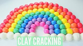 GIANT Clay Ball Popping  Clay Cracking ASMR amp Tutorial Rainbow [upl. by Haakon]