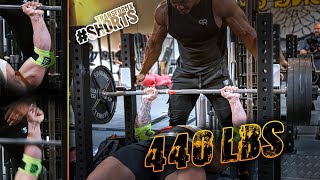 440lbs bench press accident in SlowMo with Larry Wheels and Mike [upl. by Xuaeb972]