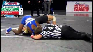 DCCs Kevon Davenports gets a 5point move in the DI 119pound finals [upl. by Aicnarf]