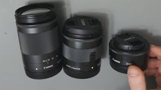 A Look at the Canon EF M 18 150mm 11 22mm amp 22mm Lenses [upl. by Stover235]