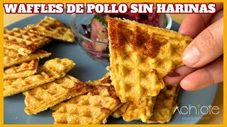 ¿Te sobró pollo del Almuerzo Haz estos WAFFLES de POLLO SIN HARINAS perfectos para Cenar [upl. by Gem692]