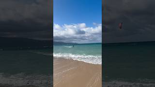 Kitesurfer switches to heel side on Kanaha Beach in Maui [upl. by Ennairrac]