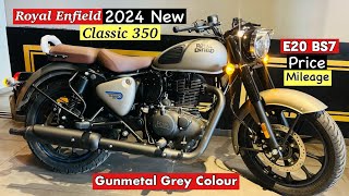 🔥2024 Royal Enfield Classic 350 Gunmetal Grey Colour Full Review  New Price Mileage Features [upl. by Anahsor]