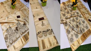 Tusser quality kalamkari designe fancy weaving sarees [upl. by Etteiluj]